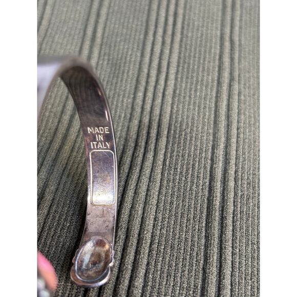 Vintage Until Theres a Cure Made in Italy Silver Awareness Cuff Bracelet - Picture 6 of 11